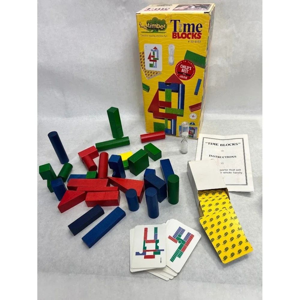 TC Timber Time Blocks Vintage Wooden Building Game 50-8151 Educational Toy